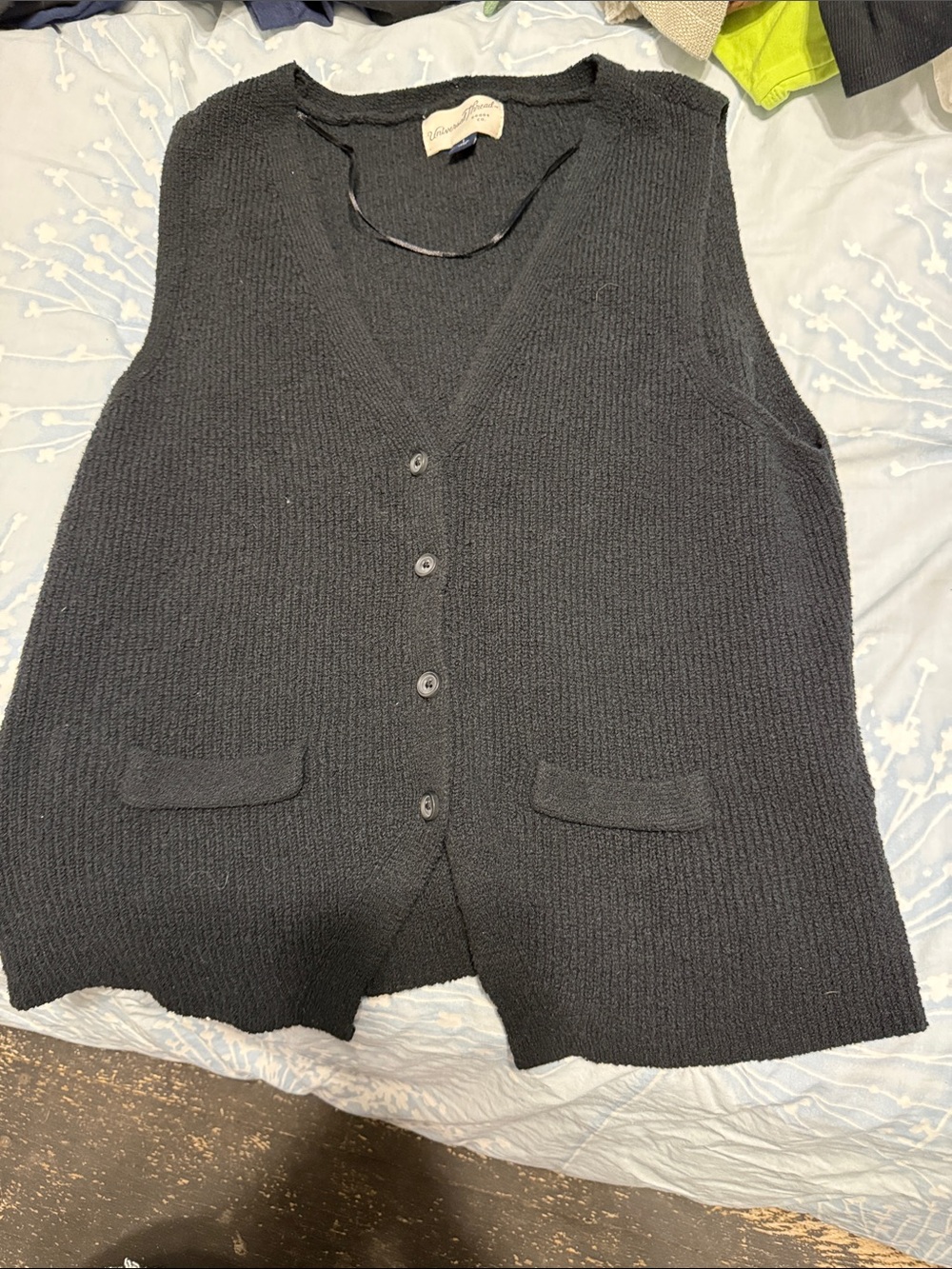 Universal Thread Black Button-Front Knit Vest Cardigan